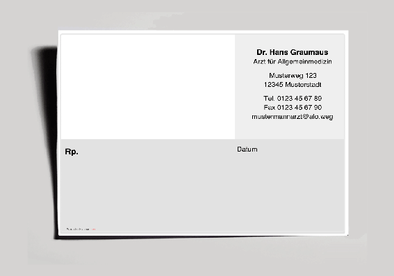 Rezeptvordruck quer, grau für das Chipkartensystem